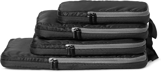 Amazon Essentials Ultralight Compression Packing Cubes, Packing Organizer, Black, 4-Pack