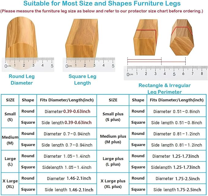16 Pack Chair Leg Floor Protectors for Hardwood Floors, Round Rubber Furniture Sliders, 360°Felt Pad Bottom Wrapped Thickening Silicone Furniture Legs Caps Covers(Square,Clear-Brown-M)