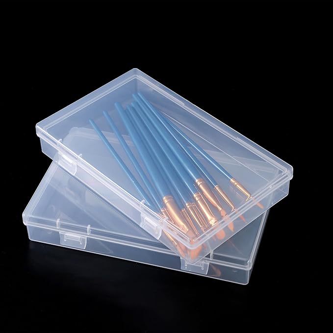 LJY 6 Pieces Rectangular Empty Mini Clear Plastic Organizer Storage Box Containers with Hinged Lids (7.1 x 4.3 x 1.2 inch, Transparent)