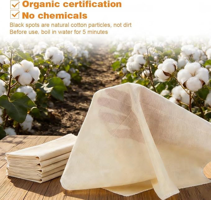 14 Pack Cheese Cloths, 20x20 Inch Cheesecloth Hemmed Edge Unbleached Fine Fabric, Reusable Grade 100 Cotton Muslin Cloth for Turkey, Butter, Cooking, Straining, Cheese Making, Juicing, Baking
