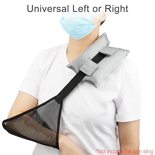 Satin Neck Pad Strap Cushion for Arm Sling Pillow Comfort Support Padding Rotator Cuff Replacemet Surgery Elbow Brace Carry Padded Cover Broken Wrist Hand Injury, Silver Gray