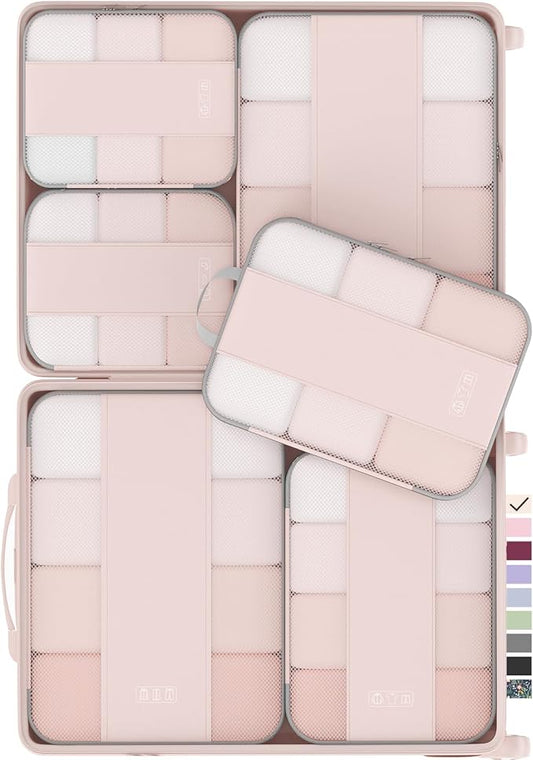 6 Set Compression Packing Cubes for Travel Essentials, Compressible Expandable Packing Cubes for Suitcase, OlarHike Luggage Organizer Bags for Travel, Handy Helper for Organizing Clothes (Beige)