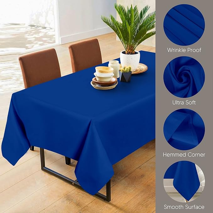 Utopia Kitchen Rectangle Table Cloth 2 Pack (90x132 Inches, Royal Blue), Machine Washable Polyester Table Cover for Dining, Buffet Parties, Picnics, Events, Weddings, and Restaurants