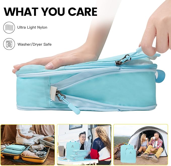 PFEYRPK Lightweight Compression Packing Cubes for Suitcases, Compressible Expandable Travel Packing Organizer with Clear Toiletry Bag and Backpack, 7 Set Travel Essentials for Carry-on Luggage