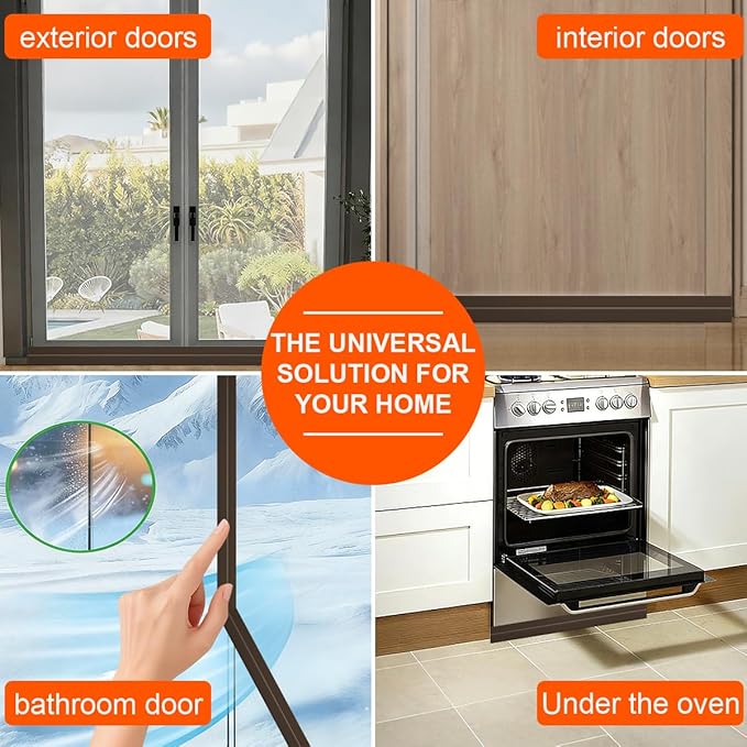 Door Draft Stopper for Bottom of Door, Adjustable Weather Stripping Door Seal for Cold Insulation, Under Door Sweep for Exterior & Interior Doors, Door Bottom Seal Blocker Noise (78inch,Brown)