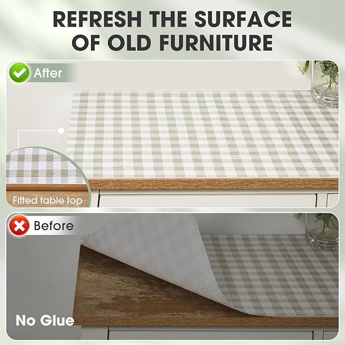 Drawer and Shelf Liner, Non-Slip Kitchen Cabinet Liners Non-Adhesive Thick Strong Grip Waterproof Washable Mats Protect Dresser Shelves Cupboard Bathroom Cabinets, Yellow Plaid, 18 in X 30 FT