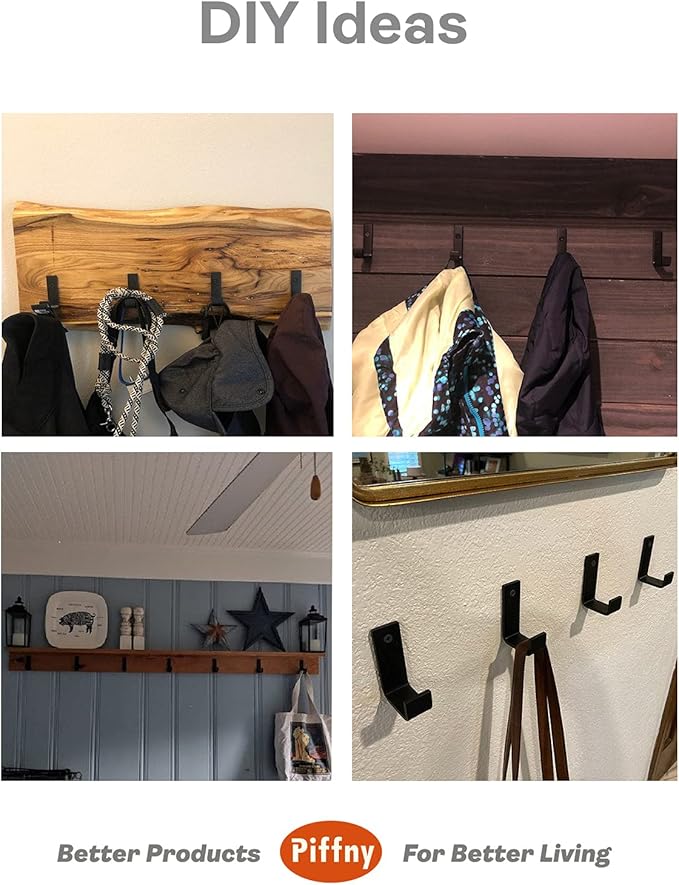 6 Pack Heavy Duty Steel Essential Style Wall Hooks for Indoors & Outdoors (White J Hook)