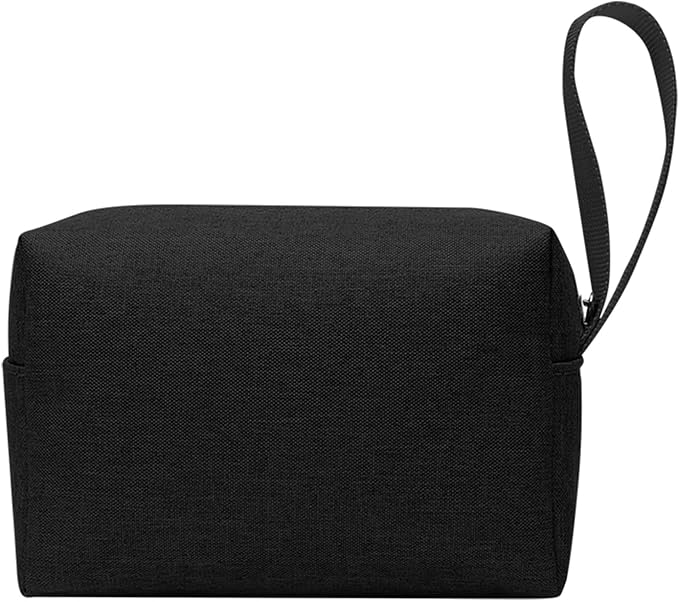 Waterproof Cosmetic Bag for Women | Soft Travel Makeup & Toiletry Organizer, Large Portable Storage for Makeup Products, Tissues, Electronics, USB Cables| Nylon, Durable & Stylish (Small-Black)