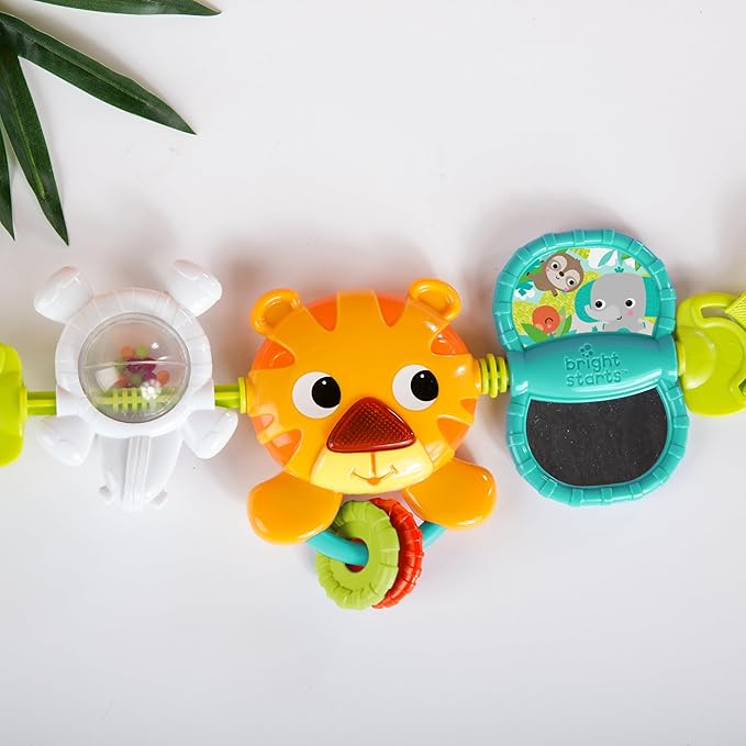 Bright Starts Take Along Musical Carrier Baby Activity Toy Bar, Hanging Car Seat Toy, 4 Fun Melodies, Fine Motor Skill Development Ages Newborn +, Multi-Color