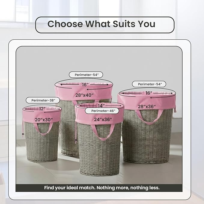 LFH Home Large Premium Cotton Canvas Laundry Bag with Drawstring and Handles Heavy Duty, Multi-Use, Washable for Home, Travel, College or Storage 28x36 (Pack of 4)-Pink