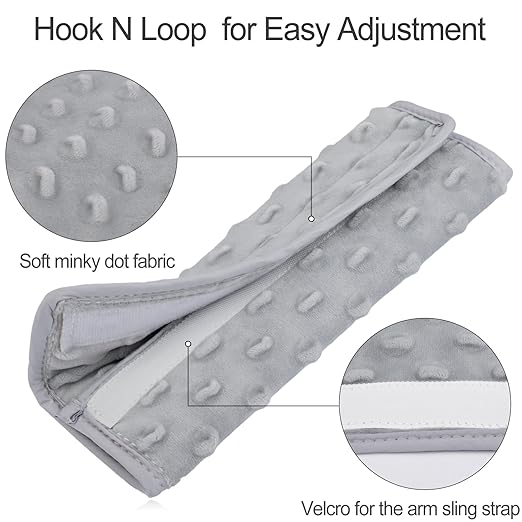 Cushioned Arm Sling Padding for Neck Slim Sling Pad Neck Strap Cushion Comfort Shoulder Support Rotator Cuff Surgery Arm Immobilizer Brace Carry Padded Cover Pillow Wrist Hand Injury, Pack of 2 Gray