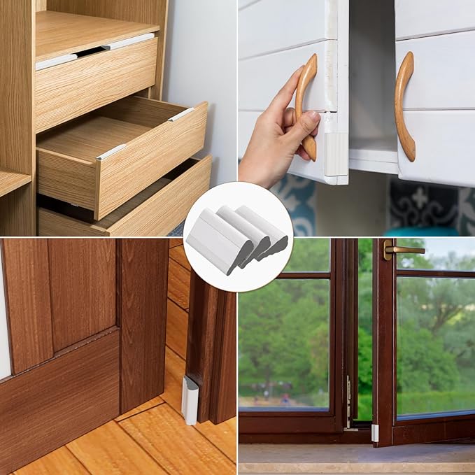 Wedge-Shape Window Weather Stripping Door Frame Seal Strip 118” White,Upgrade Black Foam,Soundproofing,Draft Stopper,Winter Insulation,Noise Blocker, Gap Filler for Exterior Front Door Side