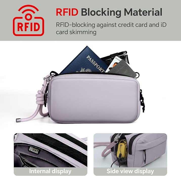 여성용 소형 크로스바디 여행 가방, 생활 방수 나일론, RFID 차단, 물병 수납칸, 조절 가능한 끈