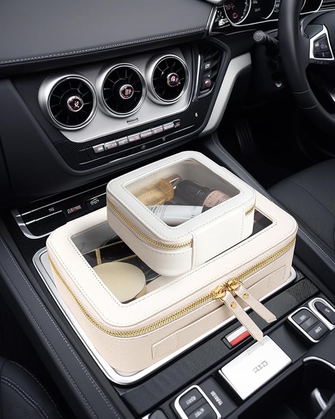 Clear Makeup Bag Set, Travel Makeup Case Clear Cosmetic Travel Bag Small Makeup Organizer Mini Make Up Pouch for Purse Waterproof Toiletry Bag Portable Car Essentials Car Organizer