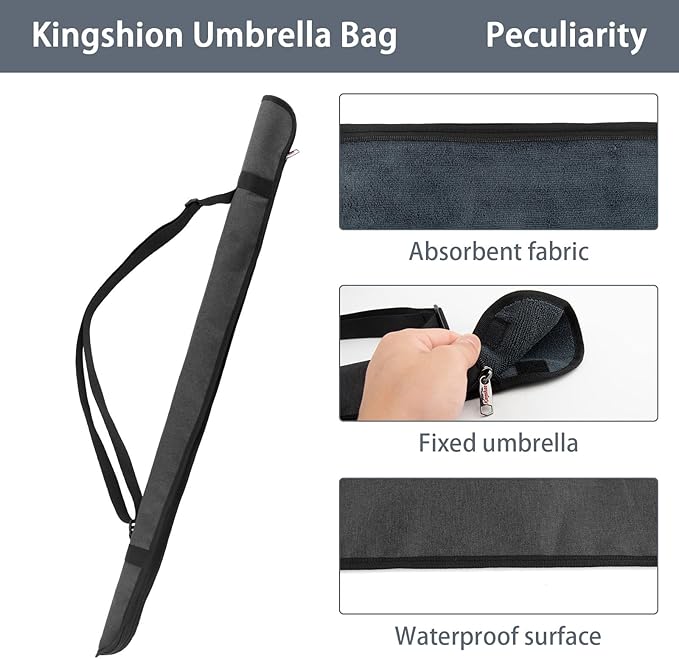 35" Umbrella Bag, Wet Umbrella Bags with Shoulder Strap Waterproof Anti Dust Reversible Umbrella Cover Carry Case for Storage Travel Home Car - Dark Grey