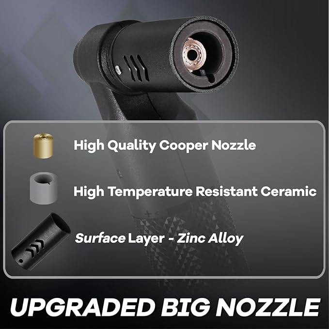 Luxgaze Butane Torch Kitchen Torch Lighter Refillable Big Jet Flame Mini Blow Torch Portable Crème Brulee Torch for Camping Grill Culinary Soldering Cooking Welding BBQ(Gas not Included) Black