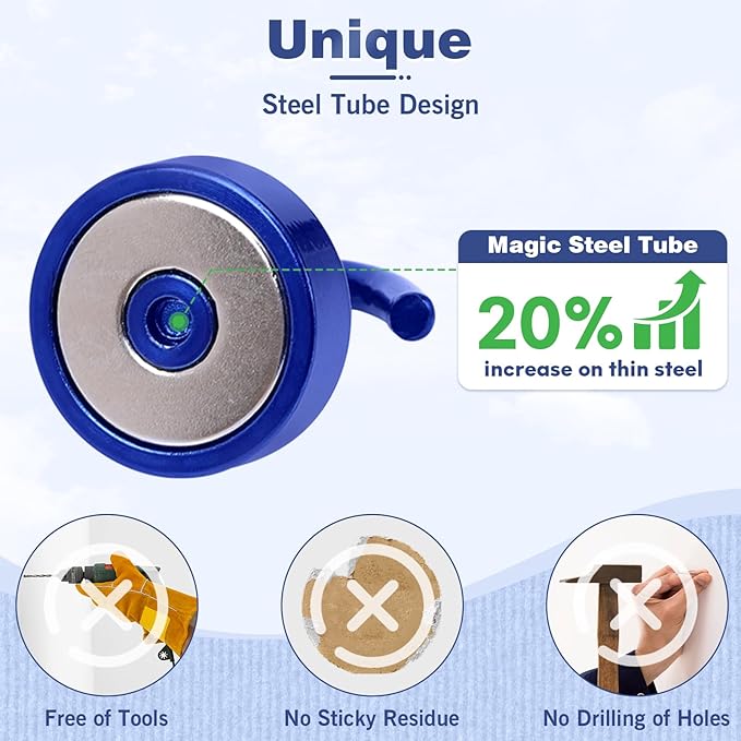 Neosmuk Magnetic Hooks, Cruise Ship Essentials, 40lb+ Heavy Duty Magnetic Hooks for Cruise Cabins, Refrigerator, Grill, Hanging, and Travel | Extra Strong Must-Haves Magnet Hook,Navyblue
