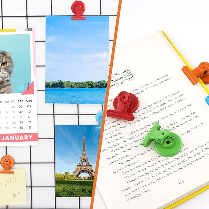 24 Pack Magnetic Clips Fridge Magnets Whiteboard Magnets, Magnet Clips for Teacher Supplies, Colorful Refrigerator Magnets for Photo Displays Memo Note