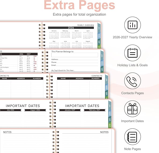 Planner 2026-2027, Weekly and Monthly Academic Planner, July 2026 - June 2027, Hardcover Calendar Agenda Book for School Year Planning, School Supplies for Teacher and Student, Letter Size(8.5'' x 11'')