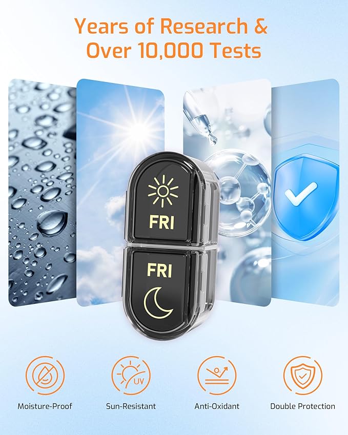 Daviky Weekly Pill Organizer 2 Times a Day, 7-Day AM PM Medicine Case, Travel-Friendly Pill Box for Fish Oils, Vitamins & Supplements