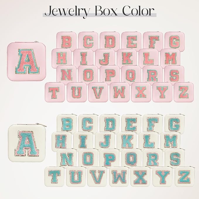 SANDJEST Personalized Jewelry Box, White Travel Jewelry Box with Initial O, Small Monogrammed Jewelry Case Organizer for Girls Women Teen Kids, Mini Travel Essentials Gifts for Birthday Christmas