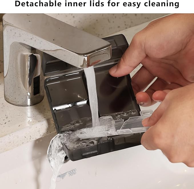 FYY Daily Pill Organizer, 7 Compartments Portable Pill Case Travel Pill Organizer,[Folding Design] Pill Box for Purse Pocket to Hold Vitamins,Cod Liver Oil,Supplements and Medication-Clear Black