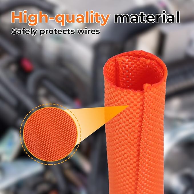 3/4 inch Split Braided Cable Management Sleeve for USB Cable Power Cord Audio Video Cable, Wire Loom Cord Protector from Cat Dog Chewing (Yellow, 25FT)