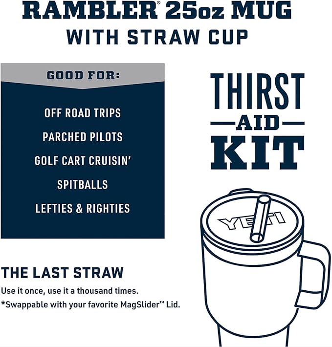 YETI Rambler 25 oz Tumbler with Handle and Straw Lid, Travel Mug Water Tumbler, Vacuum Insulated Cup with Handle, Stainless Steel, Papaya