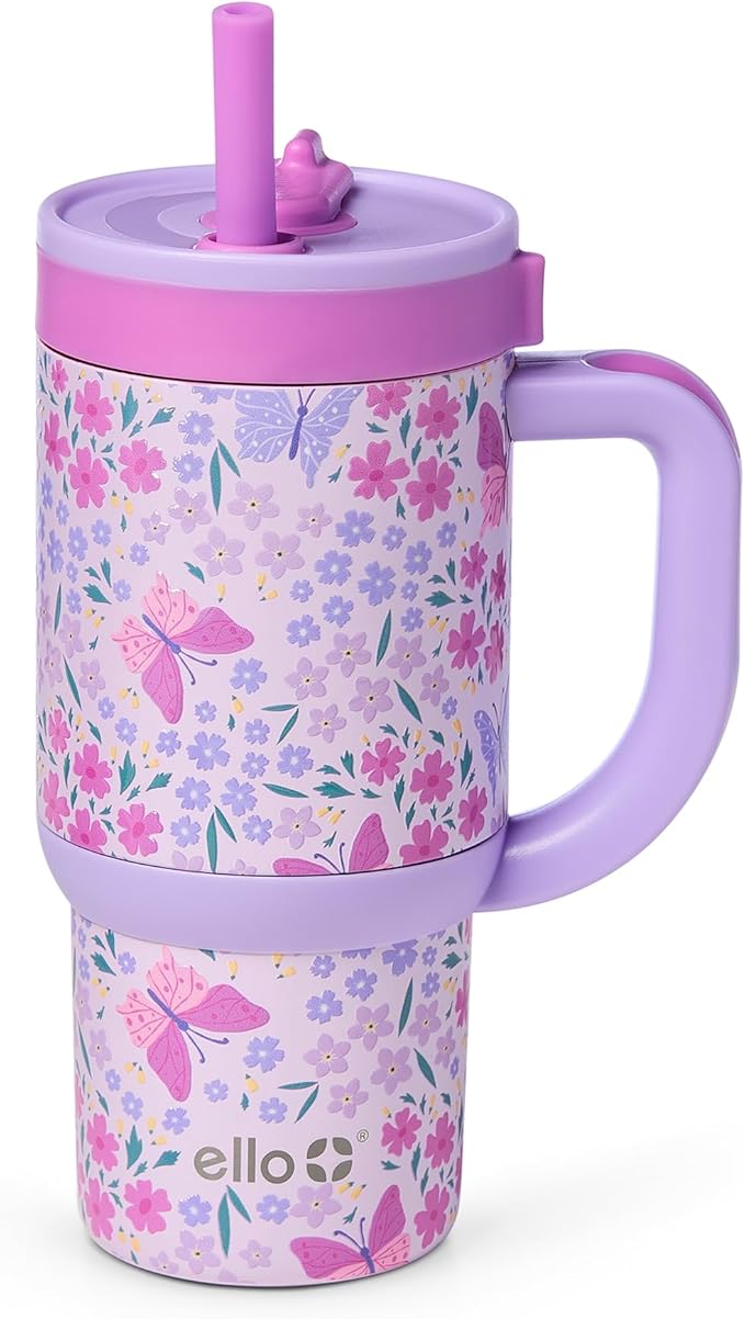 Ello Oasis 14oz Stainless Steel Toddler Tumbler with Handle & Retracting Straw, 100% Leakproof, Double-Wall Vacuum Insulated, Kids Water Bottle for School, BPA Free, Dishwasher Safe, Winging It