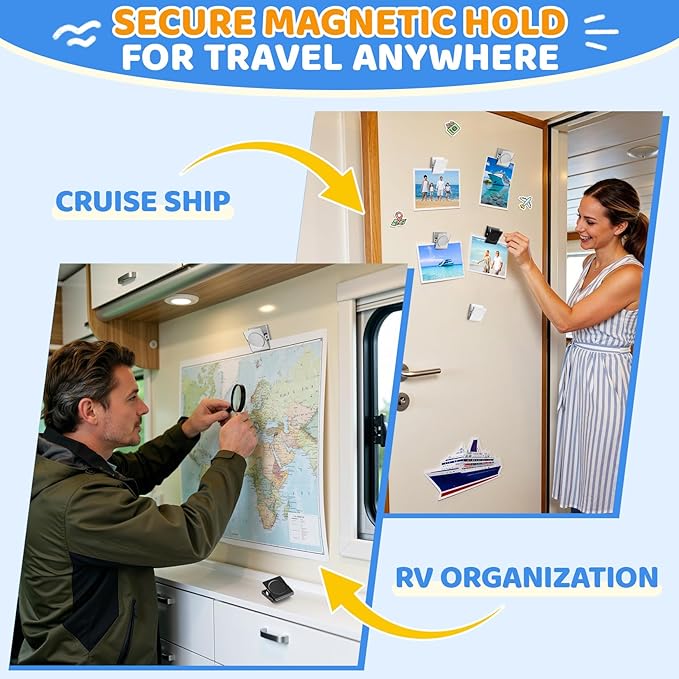 Grtard 12 Pack Magnetic Clips Heavy Duty, White Magnet Clips for Fridge, Refrigerator Magnets, Strong Magnetic Clip,Scratch Free Magnets with Clip for Refrigerator, Whiteboard, Cruise, Locker (Black)