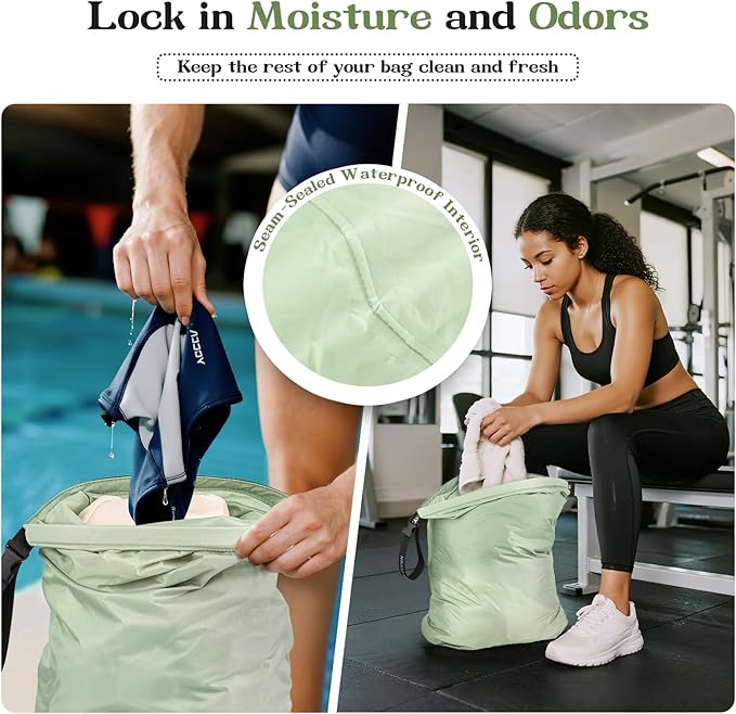 Travel Laundry Bags, 2 Pcs Waterproof Dry Wet Bags, Dirty Clothes Organizer with Handles, Collapsible Storage Bag for Workout Swimsuit Diaper Yoga Beach Bathing Camping