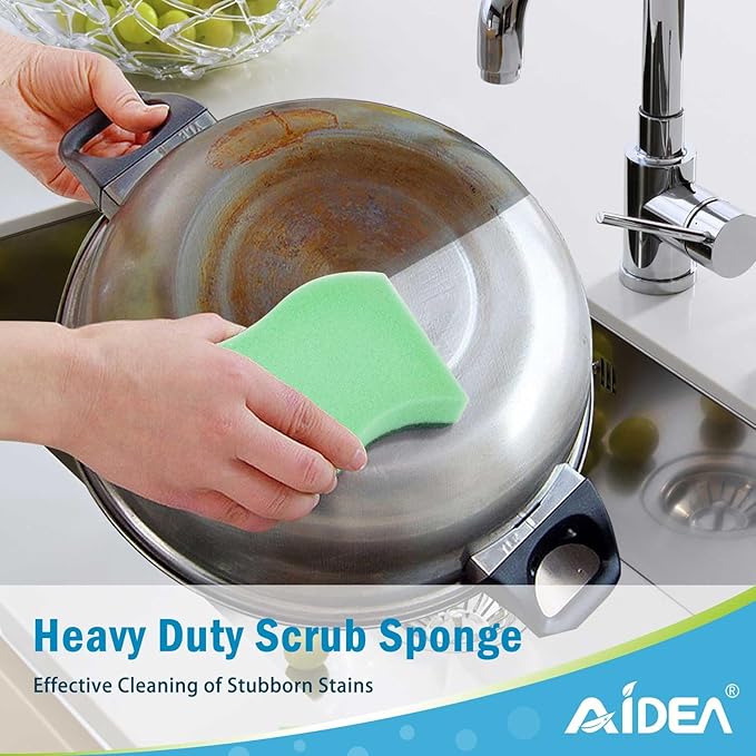 AIDEA Sponges Kitchen, 24Pack Heavy Duty Dish Sponge, Cleaning Dish Scrubber Sponge for Home and Kitchen, Stink-Free Cleaning Supplies for Pots, Pans