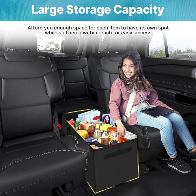 Mixsuper Liner Car Seat Organizer for Ford Explorer 2020-2026, Console Organizer Backseat Toy Bin for Explorer, Seat Aisle Storage Box for 6-Passenger Kids Dogs ST XLT Accessories