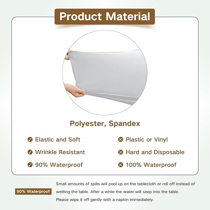 Square Fitted Table Cover Elastic Tablecloth Stretch Spandex Table Top Cover Tables Topper Cap for Dining Kitchen Home Party Silver 36X36 Inch