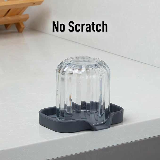 Zulay Kitchen Small Silicone Sponge Holder (4.9x3.3”) – Space-Saving Sink Organizer Tray for Sponge, Soap, Brush & More – Compact Non-Slip Dish for Kitchen & Bathroom (Grey)