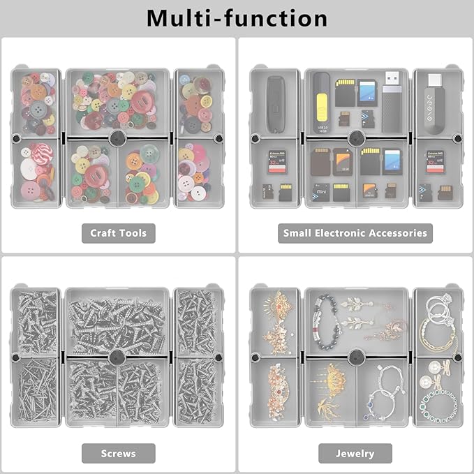 FYY 2 Pcs Daily Pill Organizer, 7 Compartments Portable Pill Case Travel Pill Organizer,[Folding Design] Pill Box for Purse Pocket to Hold Vitamins,Cod Liver Oil,Supplements and Medication-Grey