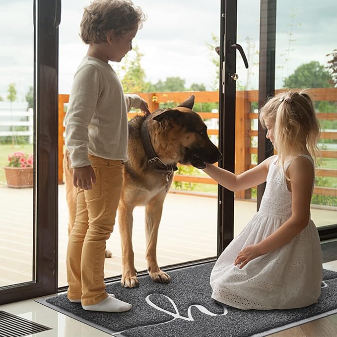 Door Mat (32"x20",Dark Grey), Welcome Mat Low Profile Front Doormat Non Slip Mats for Entryway, Patio, High Traffic Areas