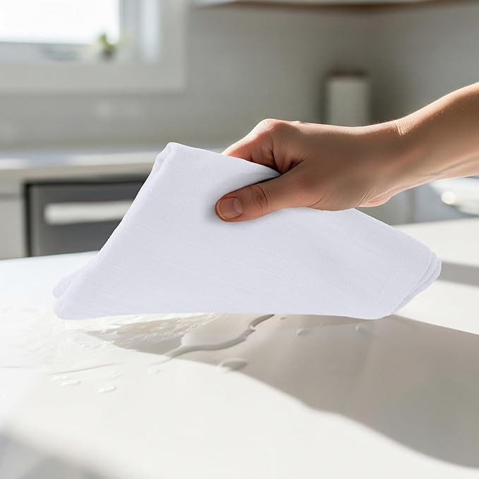 Utopia Kitchen White Flour Sack Towels [24 Pack - 28 x 28 Inch] 100% Cotton Tea Towels for Cleaning & Drying - Highly Absorbent Kitchen Dish Cloth