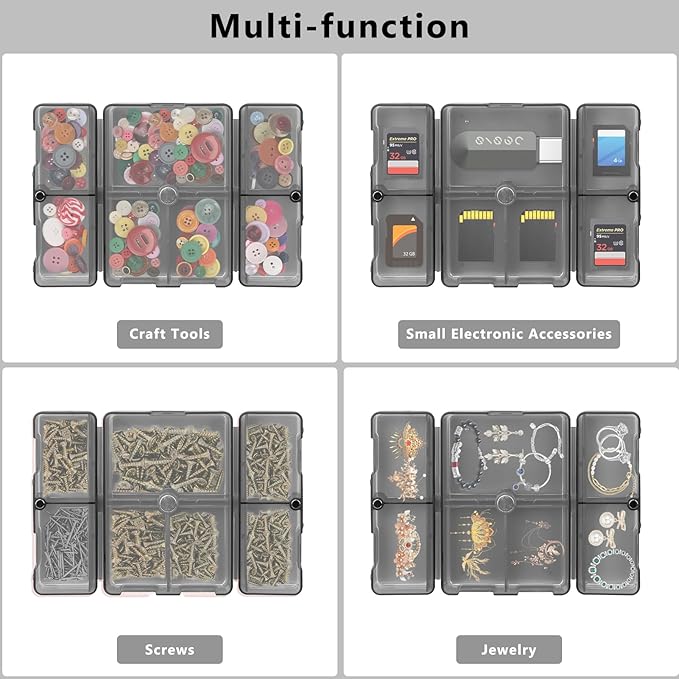 FYY Daily Pill Organizer, 7 Compartments Portable Pill Case Travel Pill Organizer,[Folding Design] Pill Box for Purse Pocket to Hold Vitamins,Cod Liver Oil,Supplements and Medication-Clear Black