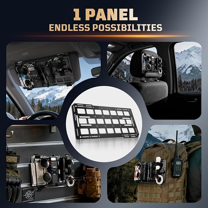OneTigris Rigid Car Sun Visor Organizer, Fiberglass MOLLE Visor Panel – Tactical Overhead EDC Storage for Truck, SUV, Jeep & Emergency Gear