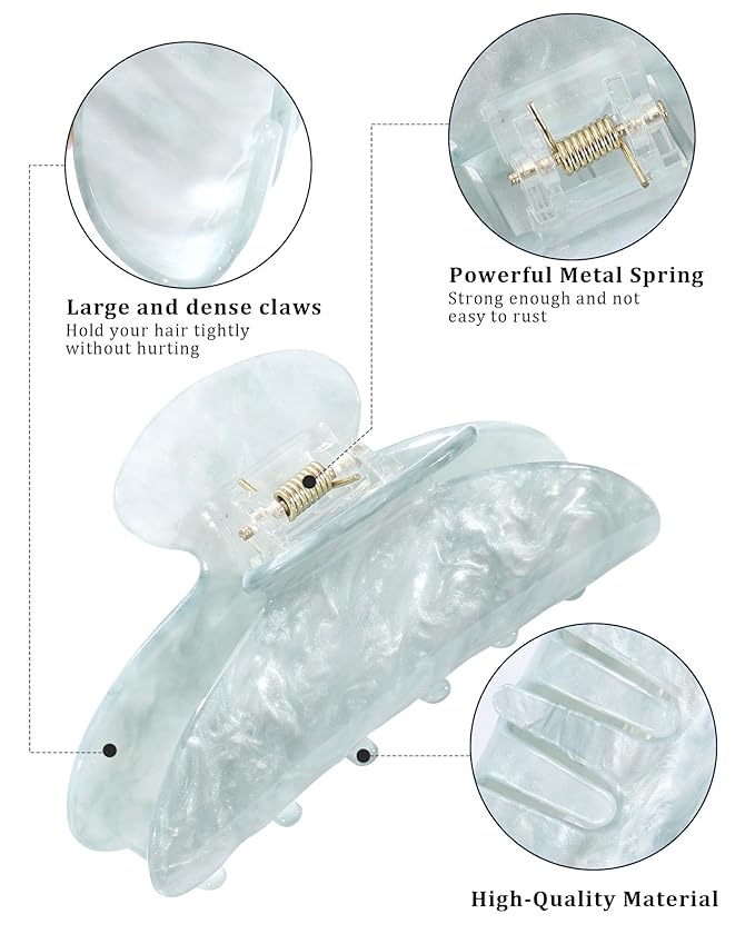 4Pcs Large Acrylic Clips - Big Non-Slip Banana Barrettes for Thick Hair, Strong Hold Jaw Clips for Women Girls