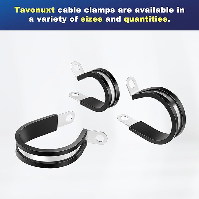 30PCS 1-1/4 Inch 304 Stainless Steel Rubber Coated Pipe Clamps - Insulated Marine Grade R-Clamps