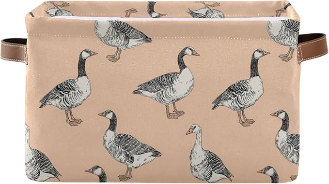 Aslsiy Storage Basket Funny Geese Nursery Bins Apricot Baby Box Canvas Clothes Shelf Basket Laundry Hamper Gift Basket for Home Closet 2 Pcs
