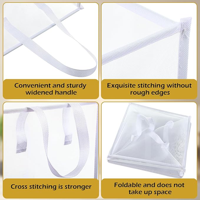 Zopeal 6 Pack Popup Laundry Hamper 13 Inch Collapsible Laundry Baskets with Handles Mesh Clothes Baskets Portable Single Layer Foldable Clothes Hamper Square Bin for Washing, Toy Storage(White)