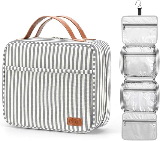 Bosidu Hanging Travel Toiletry Bag, Large Capacity Cosmetic Travel Toiletry Organizer for Women with 4 Compartments & 1 Sturdy Hook, Perfect for Travel/Daily Use/Christmas