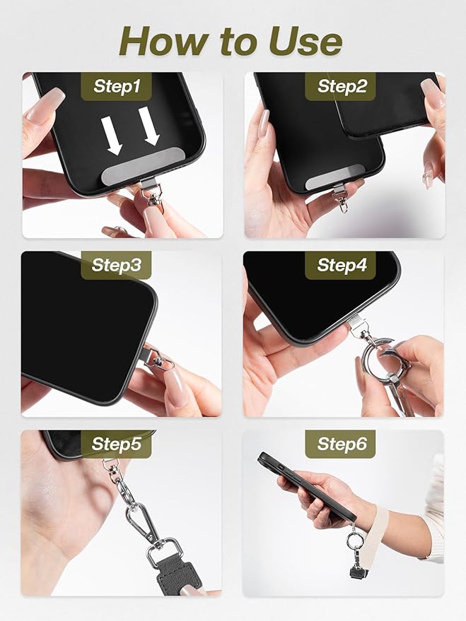 Clip and Go Strap for Phone with Wallet Crossbody Phone Lanyard Adjustable and Detachable RFID Wristlet Wallet with ID Window and Zipper, Cream