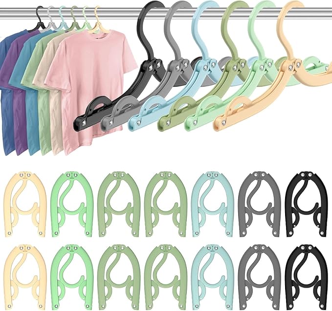 Travel Hangers Portable Foldable Travel Hanger Organizer, Plastic Cruise Ship Accessories Essentials Clothes Hanging Rack Folding Hangers for Traveling Camping Flying RV Suitcase (36, Night Black)