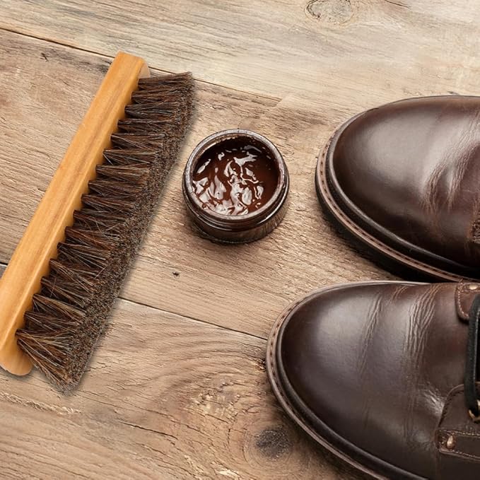 Shoe Brush, Horsehair Shoe Brush Shoe Cleaning Brush Boot Brush for Leather, Shoe Brushes Shoe Shine Brush Brush Shoe Polish Brush for Cleaning and Care Leather Shoes Clean Dauber Applicators