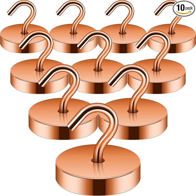 Neosmuk Magnetic Hooks, Cruise Ship Essentials, 100lb+ Heavy Duty Magnetic Hooks for Cruise Cabins, Refrigerator, Grill, Hanging, and Travel | Extra Strong Must-Haves Magnet Hook,Gold
