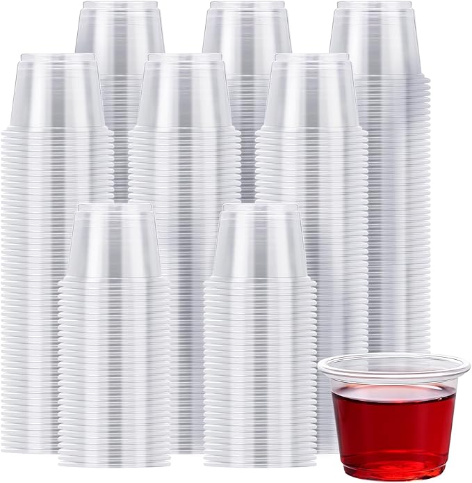 Lamosi 500 Pack 1 oz Shot Clear Plastic Cups, Small Disposable Party Cups, Plastic Glasses For Whiskey, Vodka, Tequila, Sauce, Sample Tasting